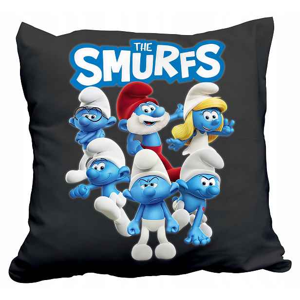 Polštář Černý The Smurfs Smerfy Dárek Pro Dítě Dárek Jméno