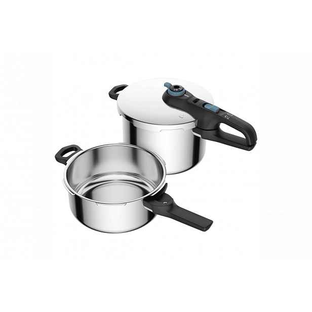 Sada tlakových hrnců Tefal Secure Trendy 6 a 4 l P2584301 Nerezový/Černý