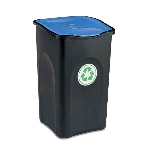 STEFANPLAST Odpadkový koš na tříděný odpad ECOGREEN 50 l, černý/modré víko
