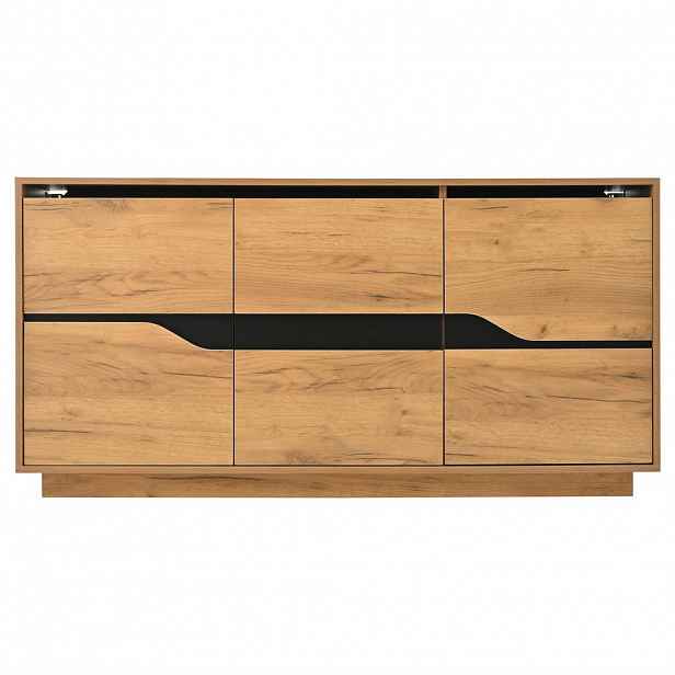 Urban Meuble PRŮMYSLOVÝ SIDEBOARD v dekoru dřeva a černé, 3 dvířka