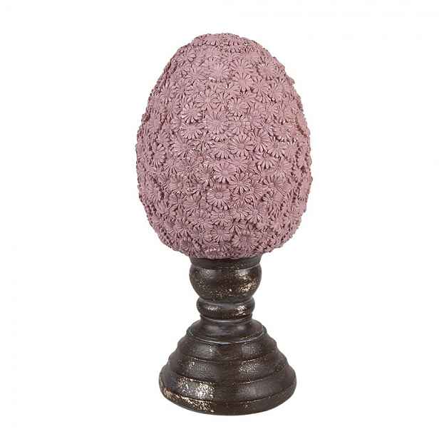 Velikonoční dekorace vajíčko z růžových květů na podstavci - Ø 13*28 cm Clayre & Eef