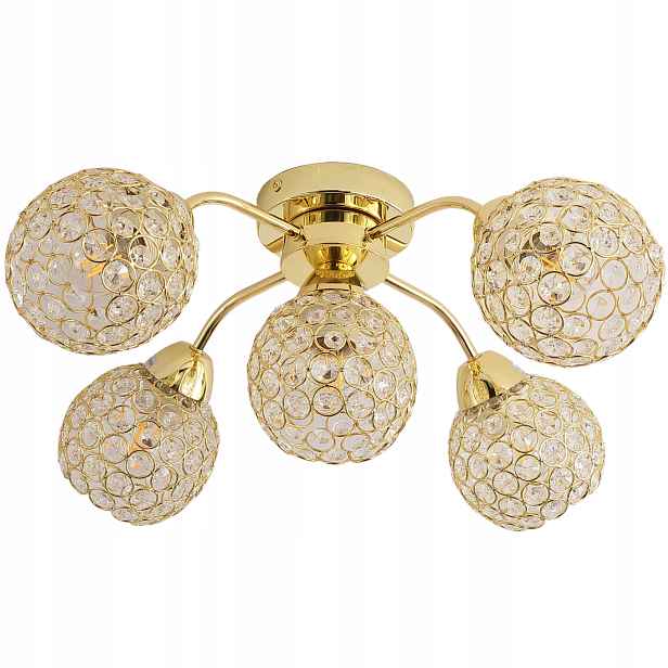 Závěsná Lampa Stropní Lustr Kule zlatá Moderní křišťálová glamour
