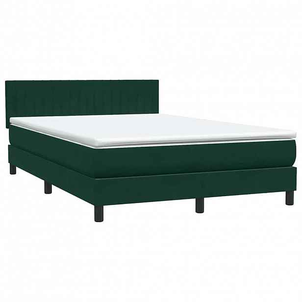 vidaXL Box spring postel s matrací tmavě zelená 160x220 cm samet