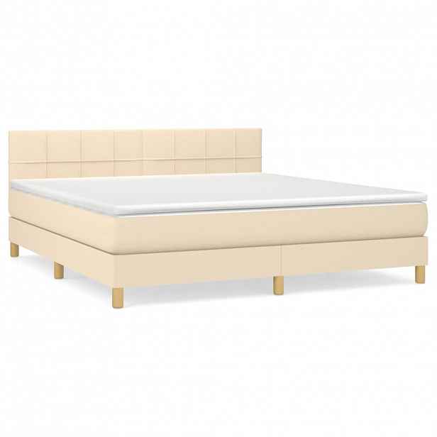 vidaXL Box spring postel s matrací krémová 160x200 cm textil