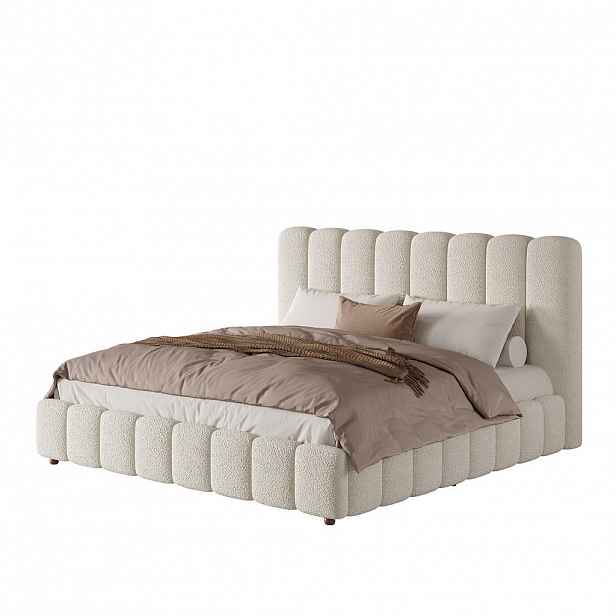 CHICFURN ČALOUNĚNÁ POSTEL 160/200 cm v bílé barvě s úložným prostorem z bouclé