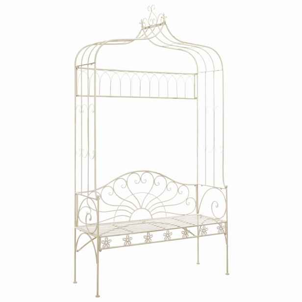 Zahradní lavice 122 cm železná starožitná Bílá
