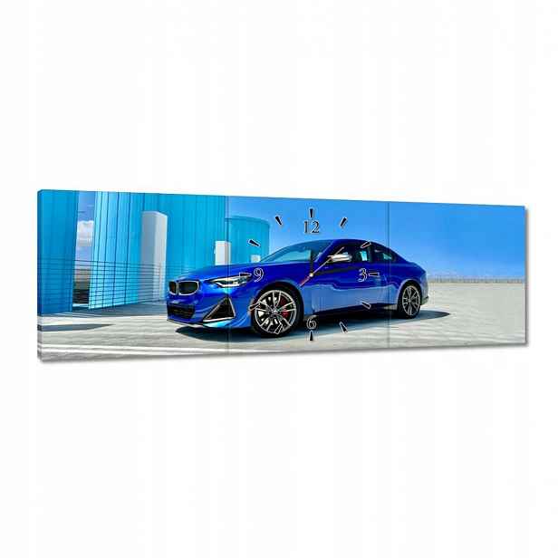 Modré hodiny 90x30 Bmw Auto
