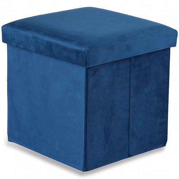 AKCE Modrý skládací taburet CUBEXO VELVET M II. jakost