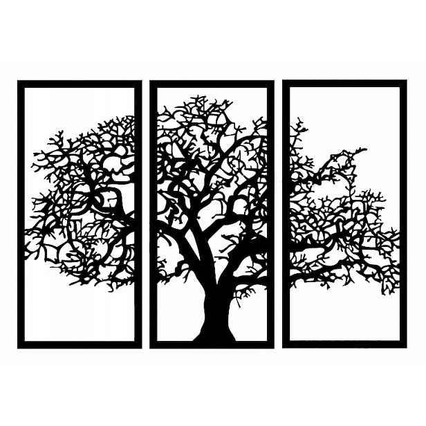 Ažurový Obraz Nástěnná Dekorace 3D Panely Strom života XL Triptych 90x135cm