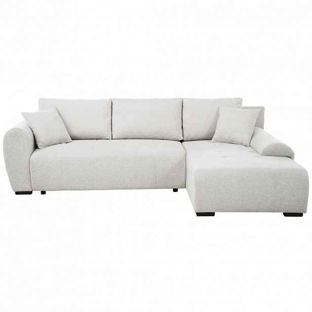 Beautysofa ROHOVÁ ROZKLÁDACÍ POHOVKA Dallas s úložným prostorem, 255 cm, krémová, pravá, velurová látka