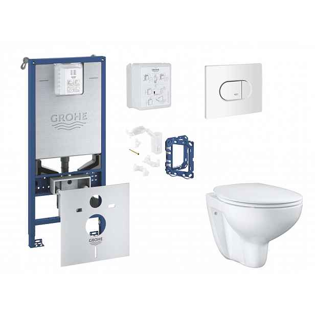 Grohe Rapid SLX - Set předstěnové instalace, klozetu, sedátka SoftClose a tlačítka Arena Cosmopolitan, alpská bílá SANI11BB3135