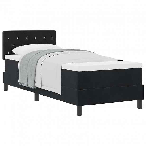 vidaXL Postel s boxspringem s matrací s čelo Černá 80 x 200 cm samet