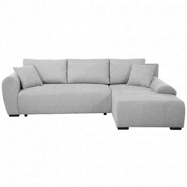 Beautysofa ROHOVÁ ROZKLÁDACÍ POHOVKA Dallas s úložným prostorem, 255 cm, světle šedá, pravá, velurová látka