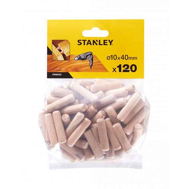 Stanley - Sada dřevěných spojovacích kolíků 10x40 mm, 120 ks STA66435-QZ