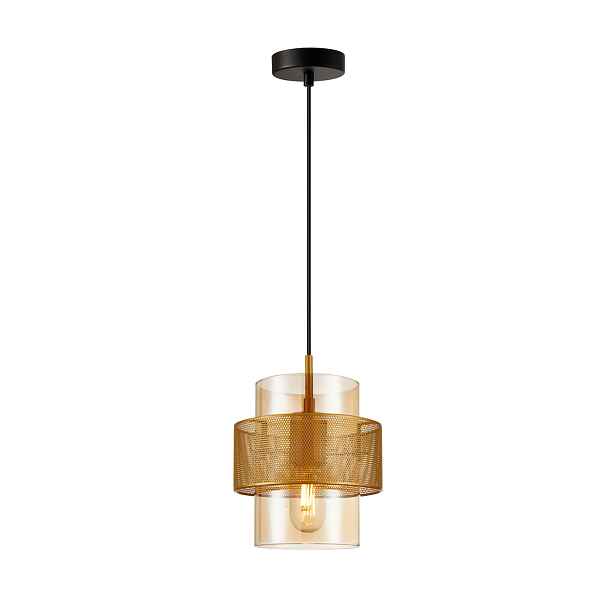 Závěsná lampa ozdobná skleněná jantarová zlatá do obývacího pokoje ložnice Italux