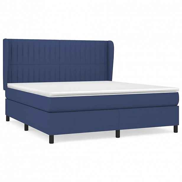 vidaXL Box spring postel s matrací modrá 160x200 cm textil