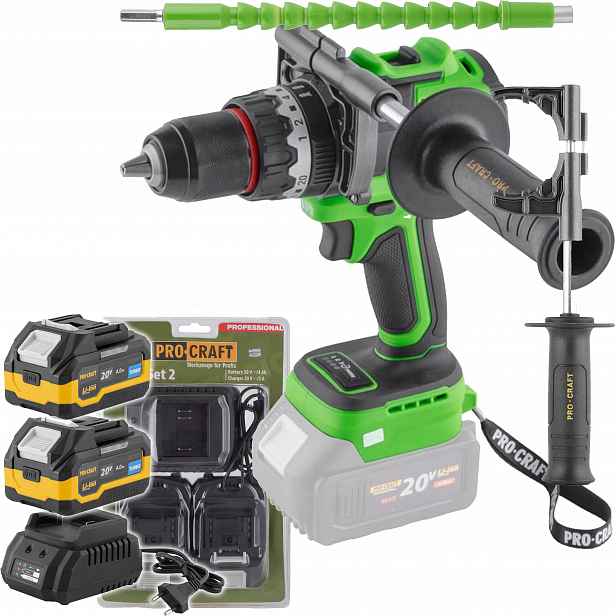 Aku Šroubovák Procraft akumulátorové napájení 20 V PA18ProBL-BB Sada Akumula