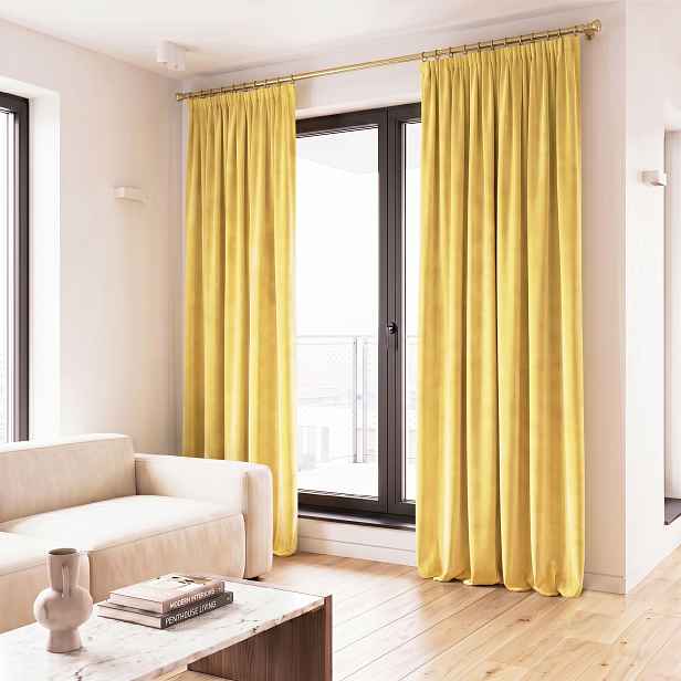 Dekorační závěs VALMONT 009 žlutá s řasící páskou 140x250 cm nebo 260 cm Rozměr: 140x260 cm