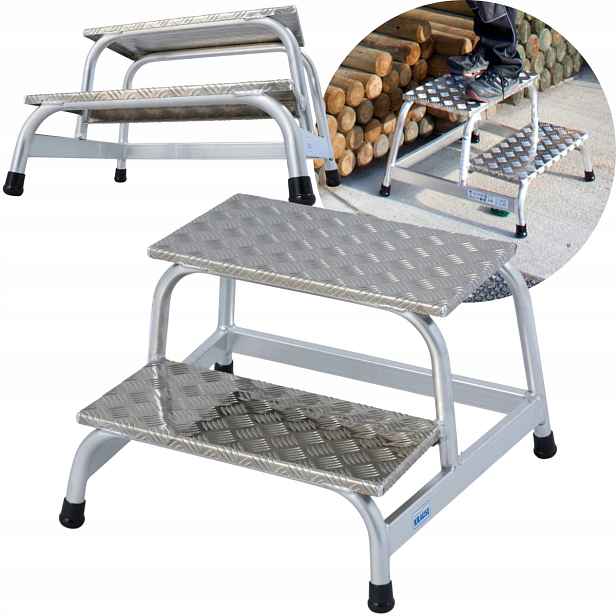 Stabilní 2-STUPŇOVÉ Montážní Schůdky 240 mm 2,4 m Aluminium Krause 805027