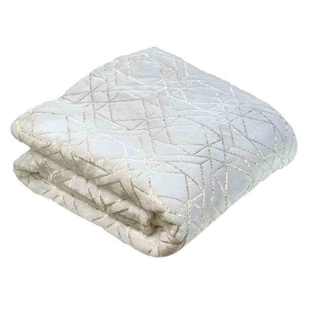 TP Mikroflanelová deka Premium se zlatým vzorem 150x200 - Bílá