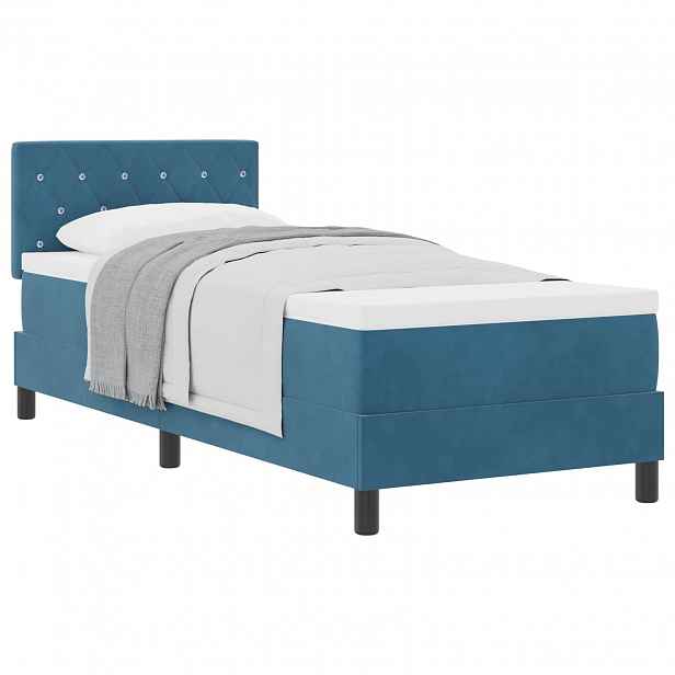 vidaXL Postel s boxspringem s matrací Tmavě modrá 80 x 200 cm samet