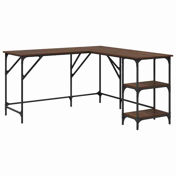 vidaXL Psací stůl hnědý dub 139 x 139 x 75 cm kompozitní dřevo