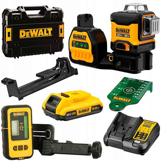 Zelený laser 12/18V DeWALT DCE089D1G18 detektor