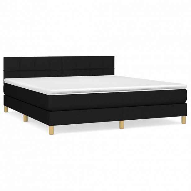vidaXL Box spring postel s matrací černá 180x200 cm textil