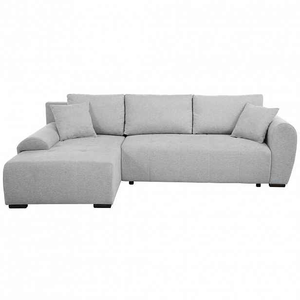 Beautysofa ROHOVÁ ROZKLÁDACÍ POHOVKA Dallas s úložným prostorem, 255 cm, světle šedá, levá, velurová látka