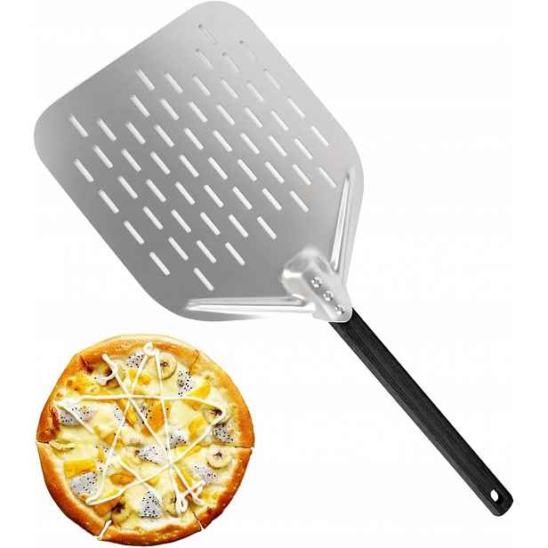 Lopata Na Pizzu S Perforovaným Podnosem A Rukojetí, Čtvercová, 39.5 cm