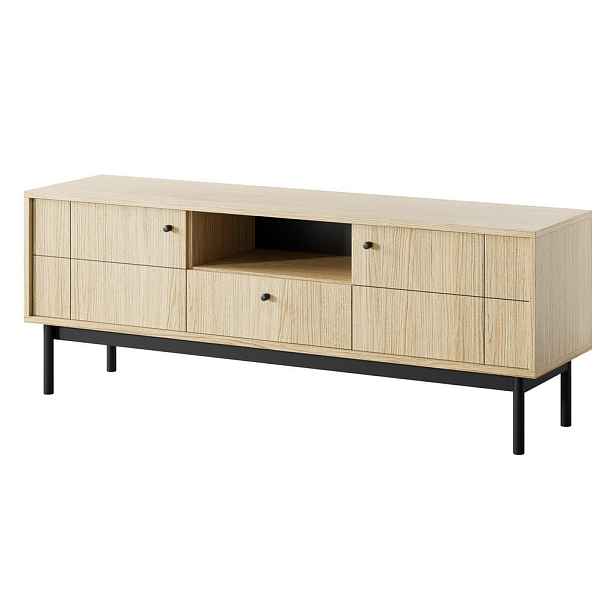 MASSENO TV STOLEK GIAPPONESE, 153,5x39x56,6 cm s 1 zásuvkou a 2 dvířky, dekor dub