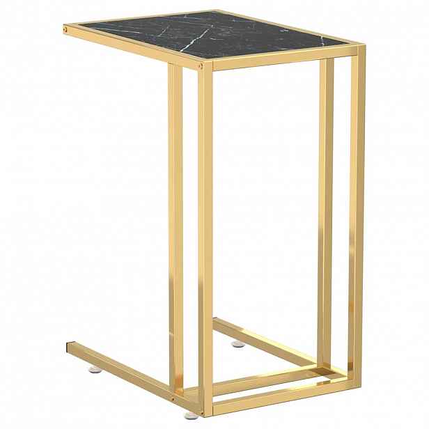 vidaXL Stolek na notebook černý mramor 50 x 35 x 65 cm tvrzené sklo