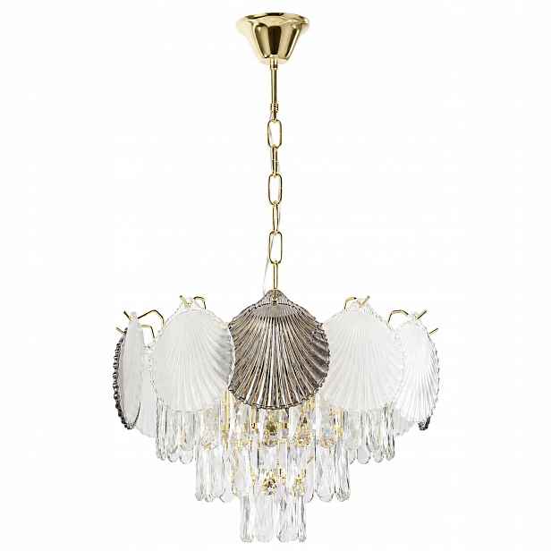 Závěsná lampa Zlatá Křišťálová Mušle 4x E14 Glamour 42 cm Toolight