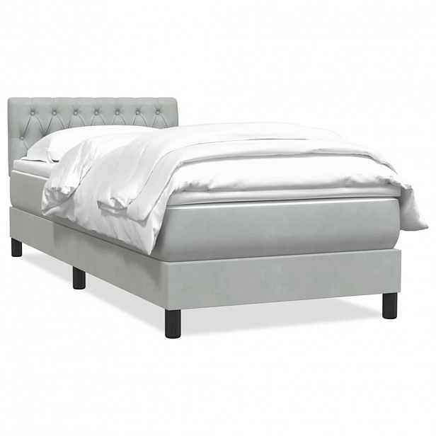 vidaXL Box spring postel s matrací světle šedá 80x210 cm samet