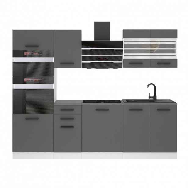 B BELINI GROUP KUCHYŇSKÁ LINKA Tracy 240 cm, s pracovními deskami, Stříbrná matná