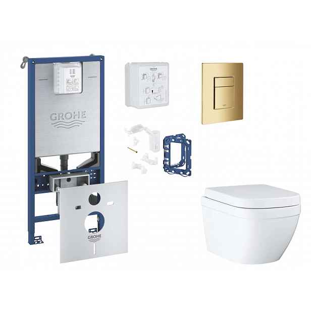 Grohe Rapid SLX - Set předstěnové instalace, klozetu, sedátka SoftClose, tlačítka Skate Cosmopolitan a sady pro vhazování tablet, Triple Vortex, Cool