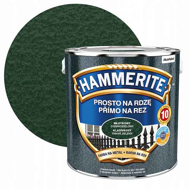 Hammerite Barva Na Kov Na Rez 2,5L Tmavě Zelená Kladívková