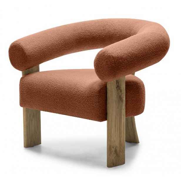 Hnědé designové křeslo KOKEI, dub