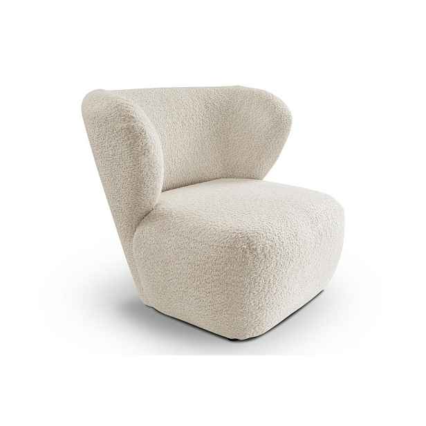 MASSENO MODERNÍ ČALOUNĚNÉ RELAXAČNÍ KŘESLO LUSSO, látka bouclé, béžové