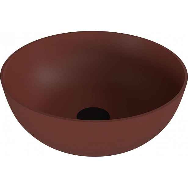 Polysan Banera - Umyvadlo na desku, průměr 39 cm, bez přepadu, bez otvoru pro baterii, matná hnědá 14337.71