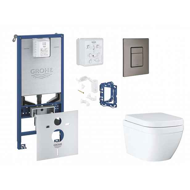 Grohe Rapid SLX - Set předstěnové instalace, klozetu, sedátka SoftClose, tlačítka Skate Cosmopolitan a sady pro vhazování tablet, Triple Vortex, kartá