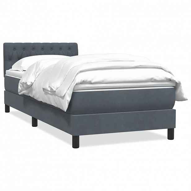 vidaXL Box spring postel s matrací tmavě šedá 80x210 cm samet