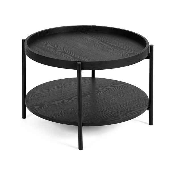 Černý kulatý konferenční stolek v dekoru dubu ø 64 cm Hagen – Bonami Essentials