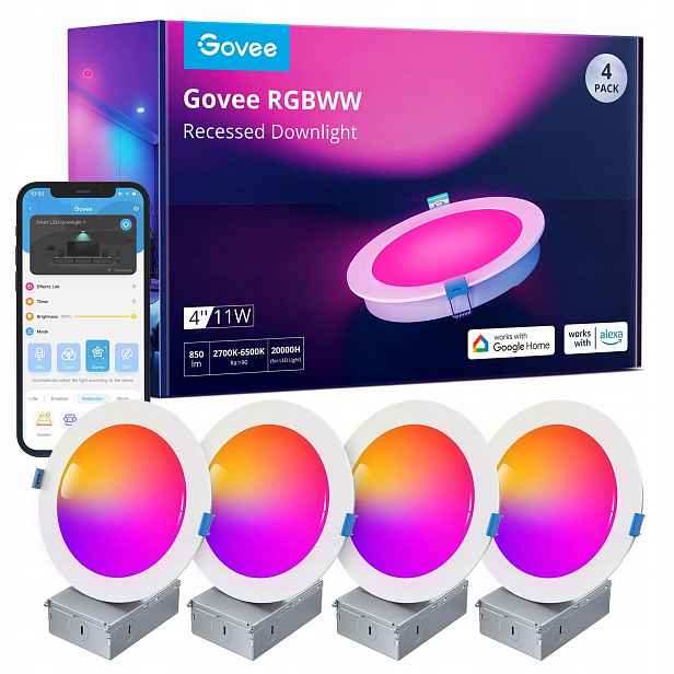 Zapuštěné stmívatelné reflektory 11W Rgbw Govee Smart Led 4x bluetooth WiFi