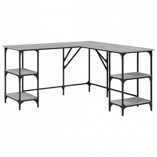 vidaXL Psací stůl šedý sonoma 139 x 139 x 75 cm kompozitní dřevo