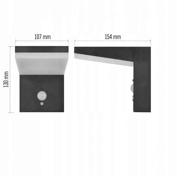Led zahradní solární nástěnné svítidlo Verea, čidlo soumraku, 10,7 x 15,4…