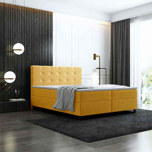 Postel Alexander 180x200 cm žlutá HELCEL