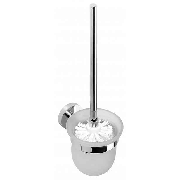 Sapho X-Round - WC štětka nástěnná s držákem, mléčné sklo/chrom XR303