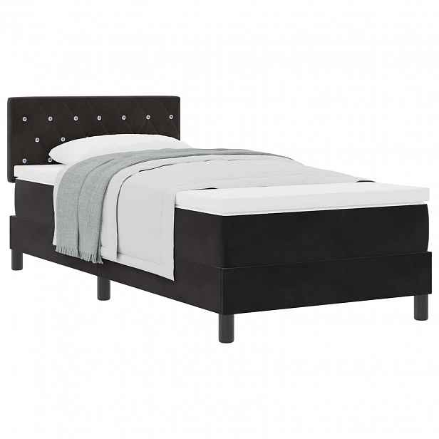 vidaXL Postel s boxspringem s matrací s čelo Černá 90 x 190 cm samet