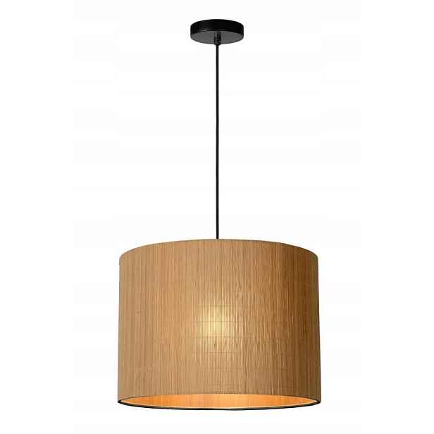 Závěsná lampa Lucide Magius, kov/bambus, E27, 40 W, černá/hnědá